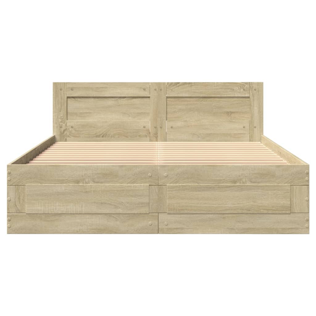 Bed Frame with Headboard without Mattress Sonoma Oak 140x200 cm