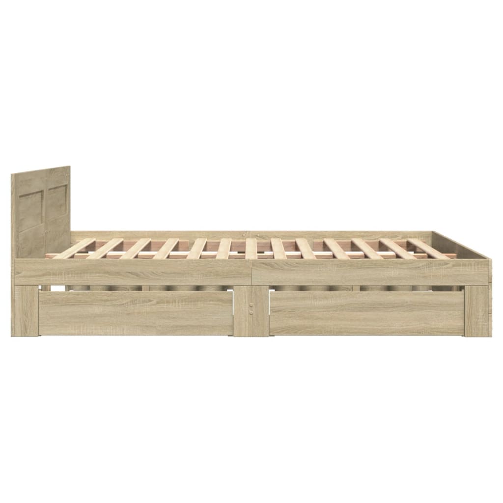 Bed Frame with Headboard without Mattress Sonoma Oak 140x200 cm
