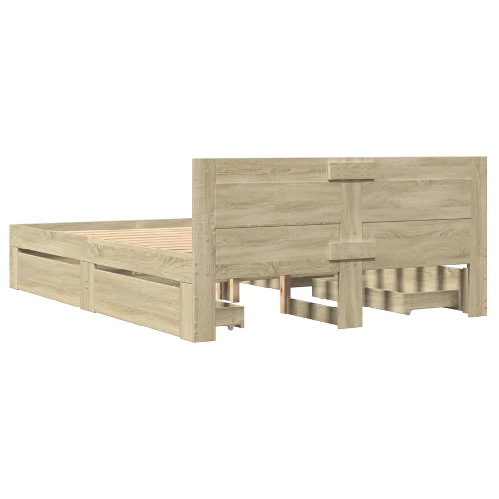 Bed Frame with Headboard without Mattress Sonoma Oak 140x200 cm