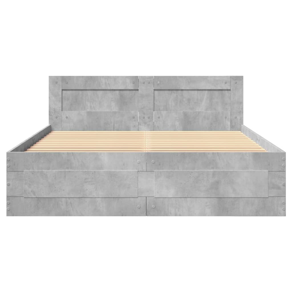 Bed Frame with Headboard without Mattress Concrete Grey 140x200 cm