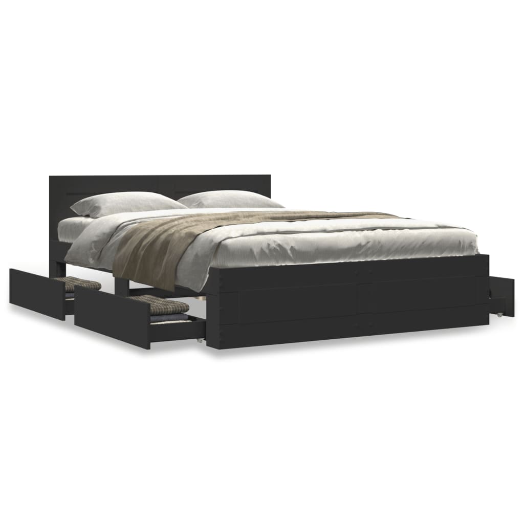 Bed Frame with Headboard without Mattress Black 120x200 cm
