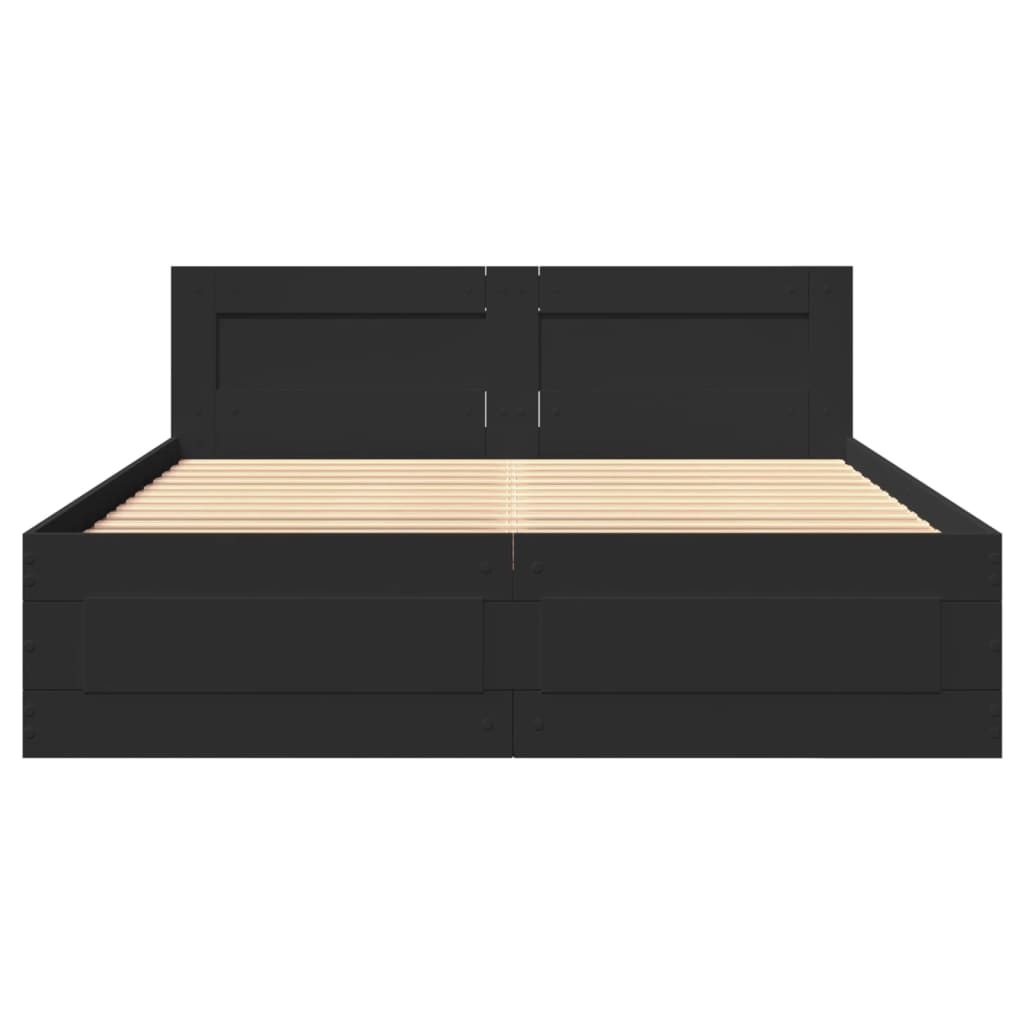 Bed Frame with Headboard without Mattress Black 120x200 cm