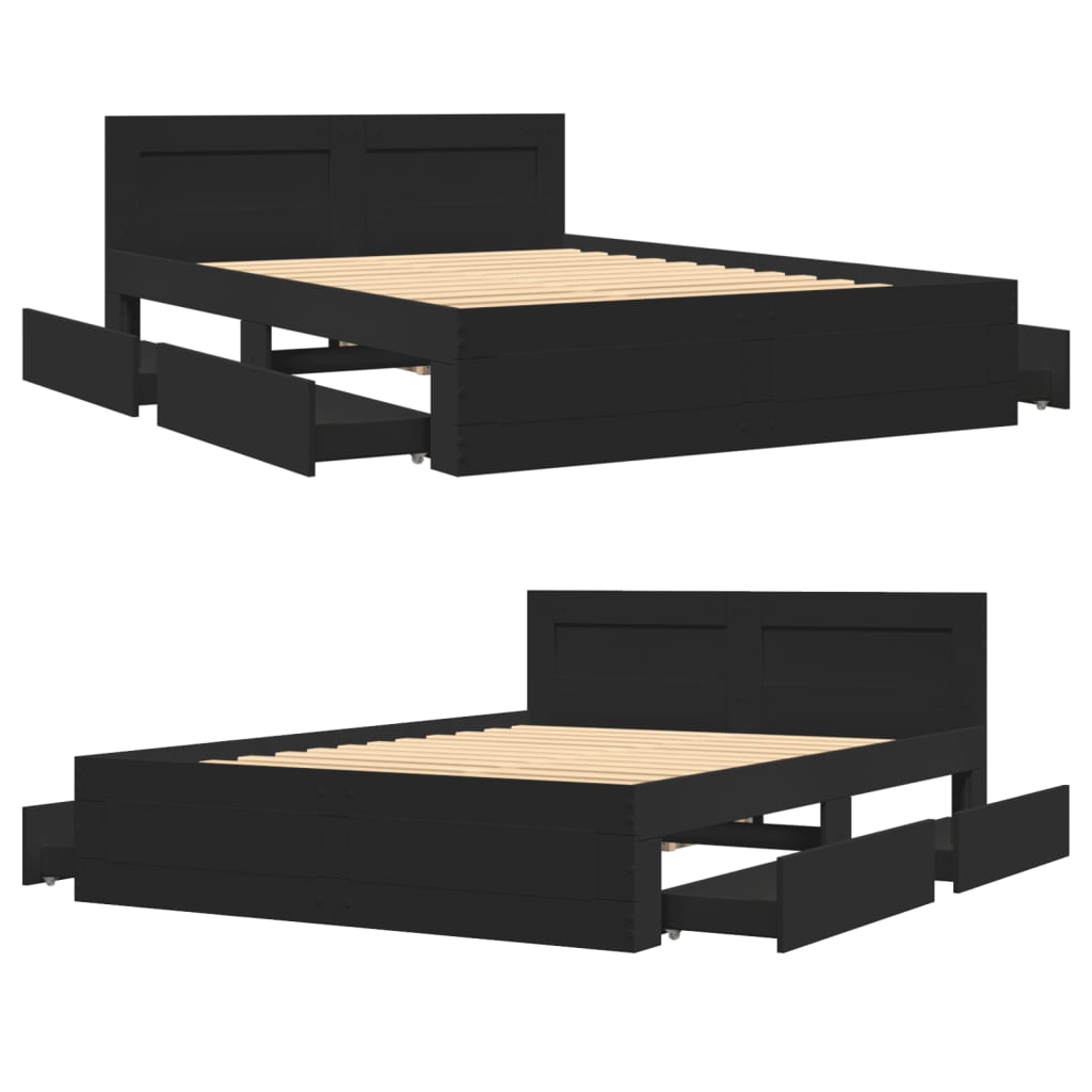 Bed Frame with Headboard without Mattress Black 120x200 cm