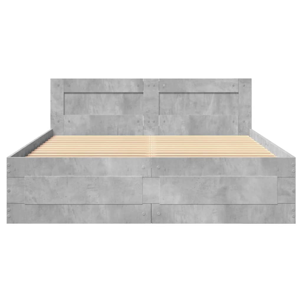 Bed Frame with Headboard without Mattress Concrete Grey 120x200 cm