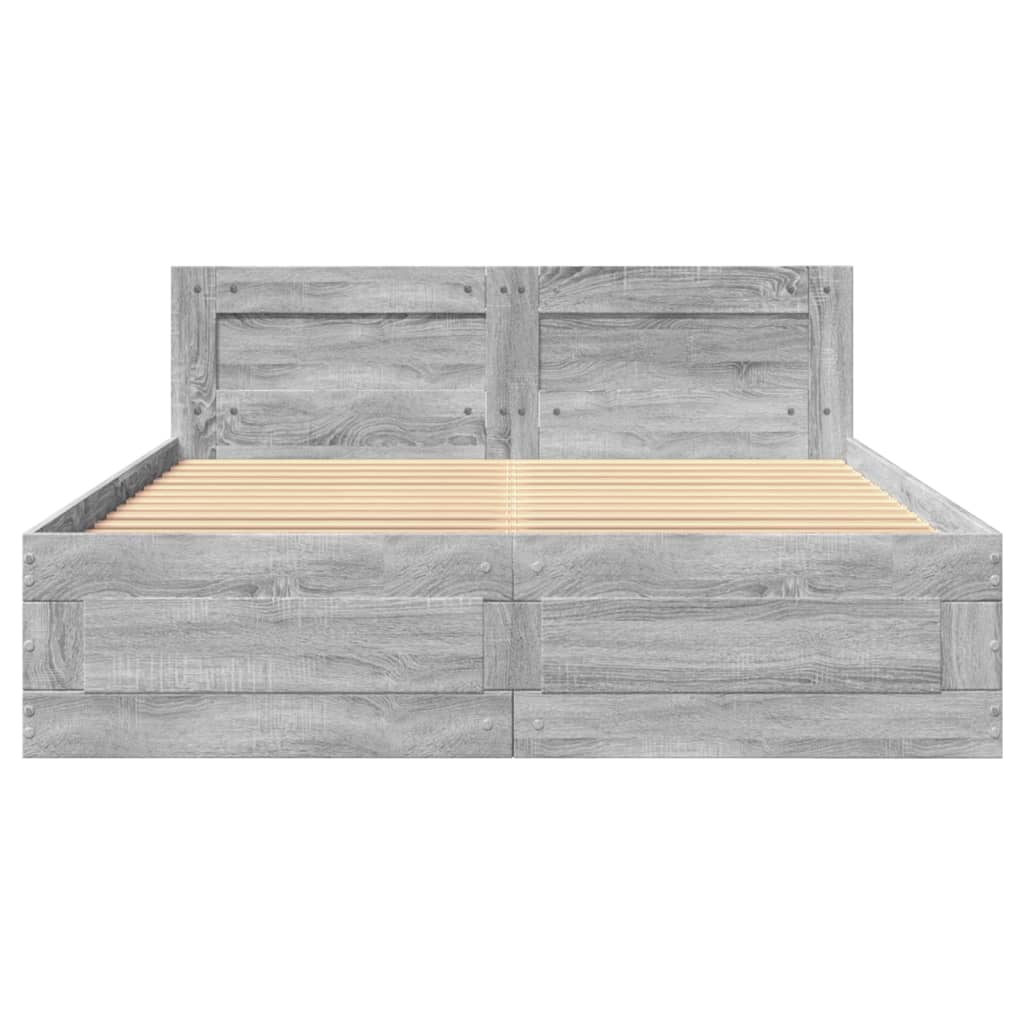 Bed Frame with Headboard without Mattress Grey Sonoma 120x200 cm