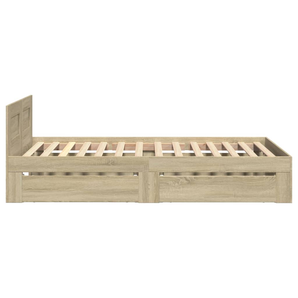 Bed Frame with Headboard without Mattress Sonoma Oak 100x200 cm