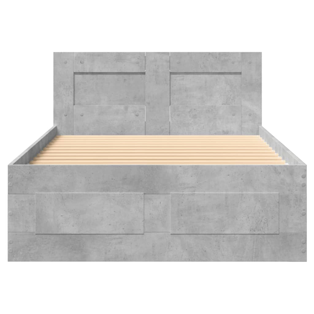 Bed Frame with Headboard without Mattress Concrete Grey 100x200 cm