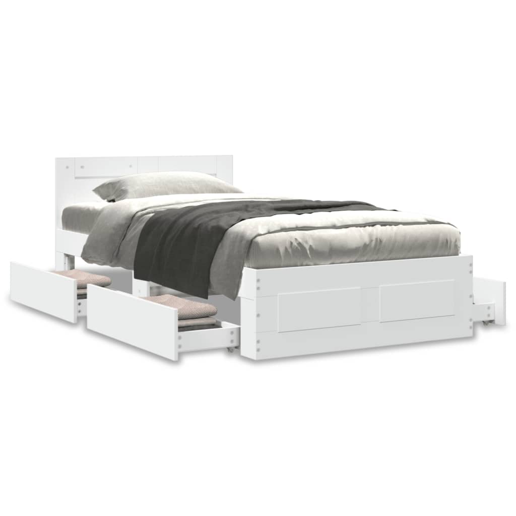 Bed Frame with Headboard without Mattress White 90x200 cm