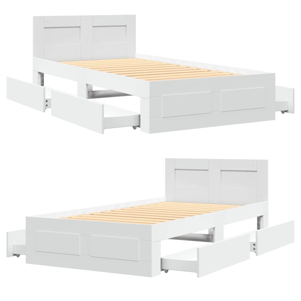 Bed Frame with Headboard without Mattress White 90x200 cm