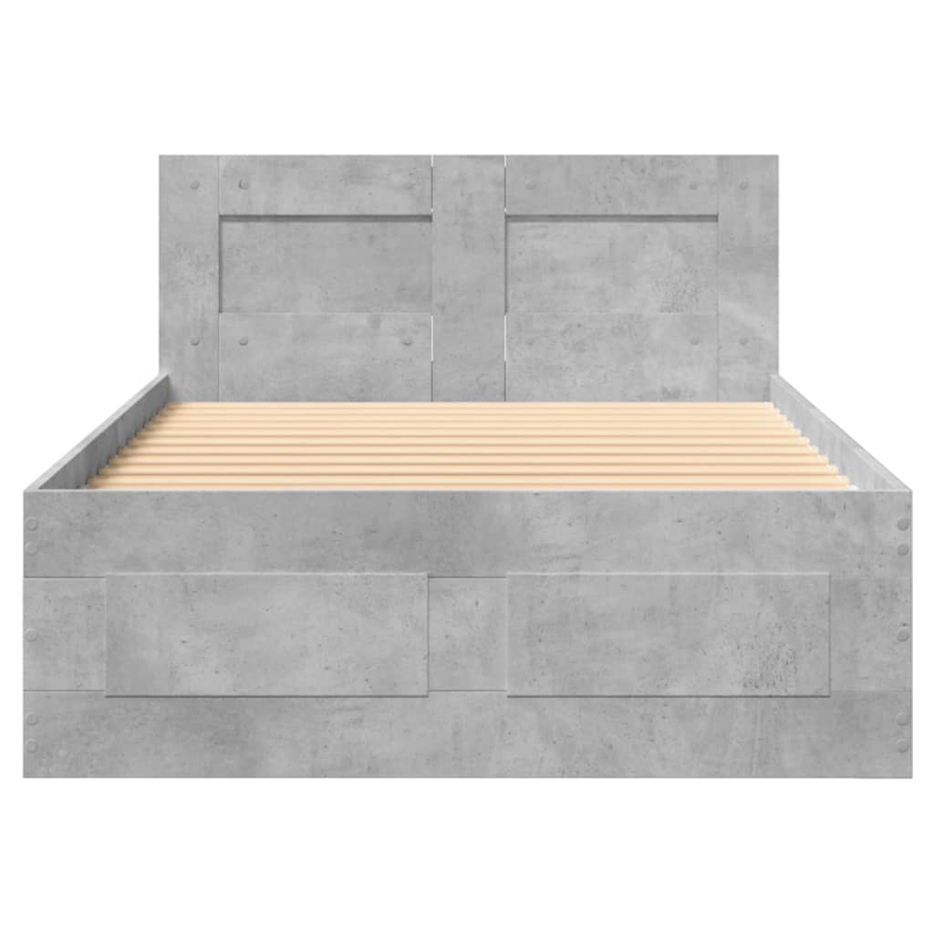 Bed Frame with Headboard without Mattress Concrete Grey 90x200 cm