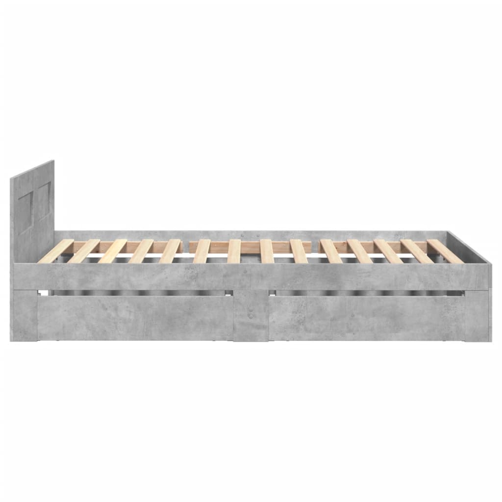 Bed Frame with Headboard without Mattress Concrete Grey 90x200 cm