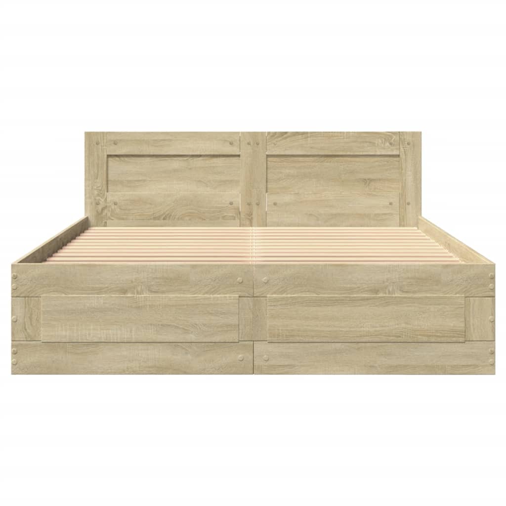 Bed Frame with Headboard without Mattress Sonoma Oak 140x190 cm