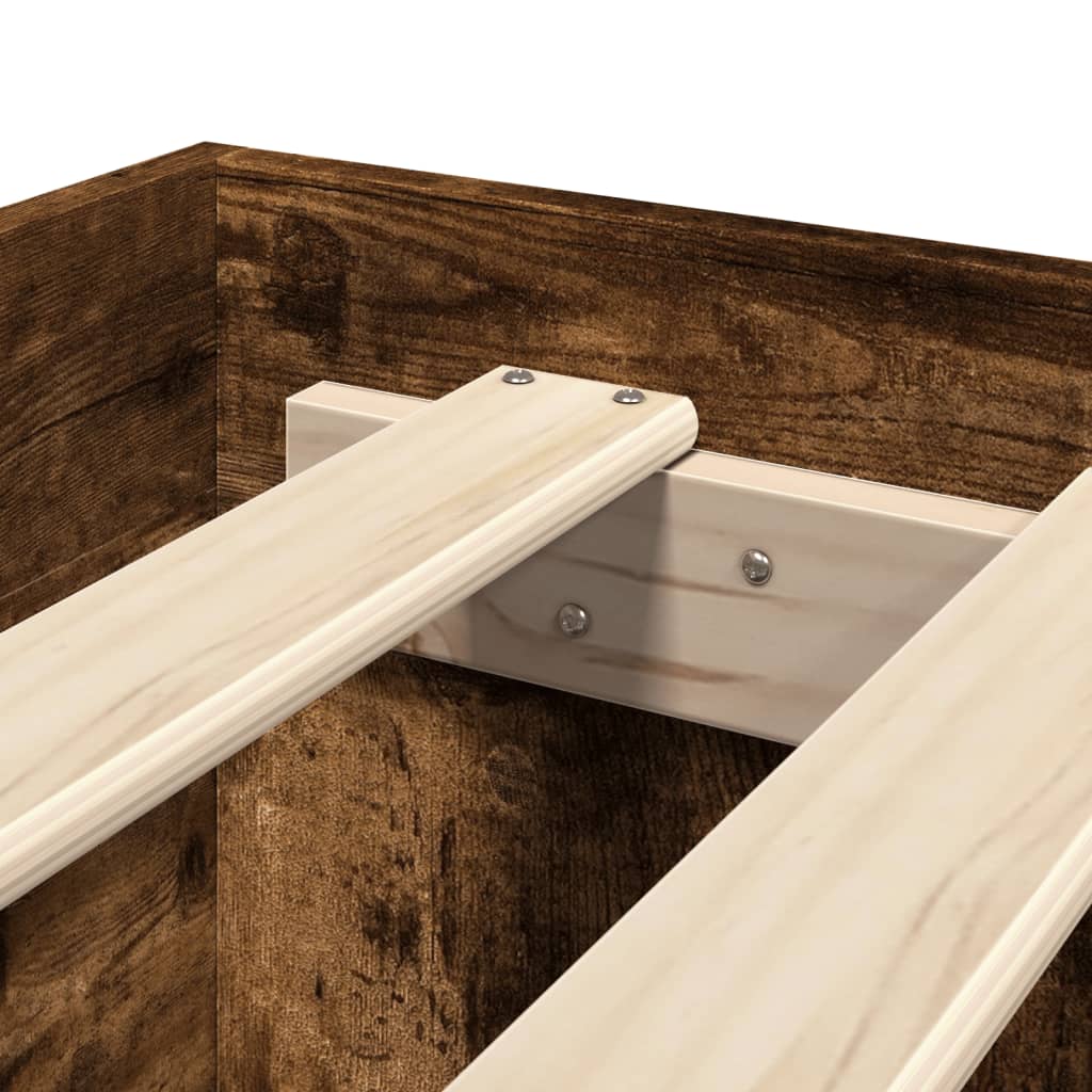Bed Frame with Headboard without Mattress Smoked Oak 140x190 cm
