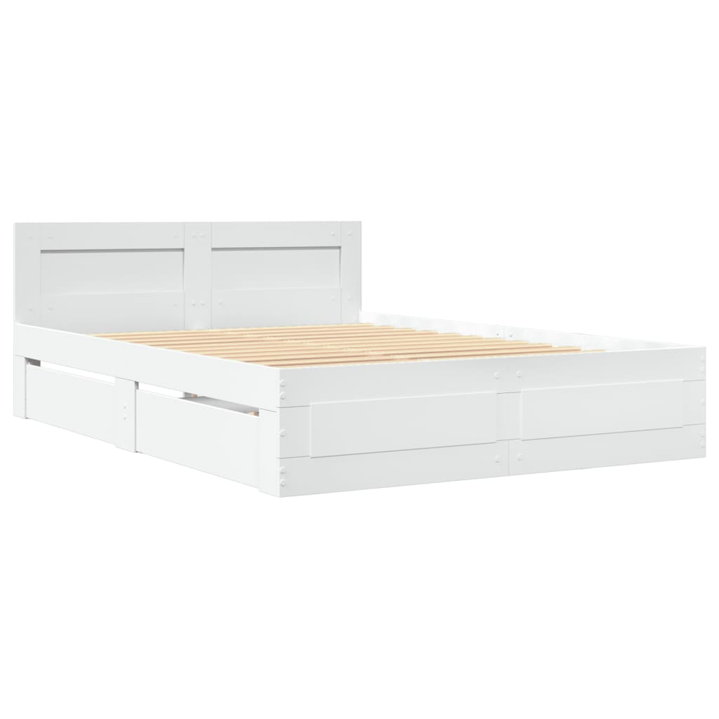 Bed Frame with Headboard without Mattress White 120x190 cm Small Double