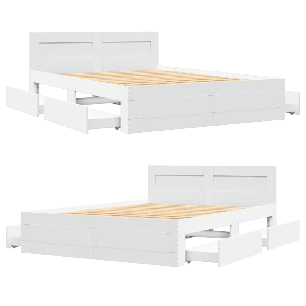Bed Frame with Headboard without Mattress White 120x190 cm Small Double