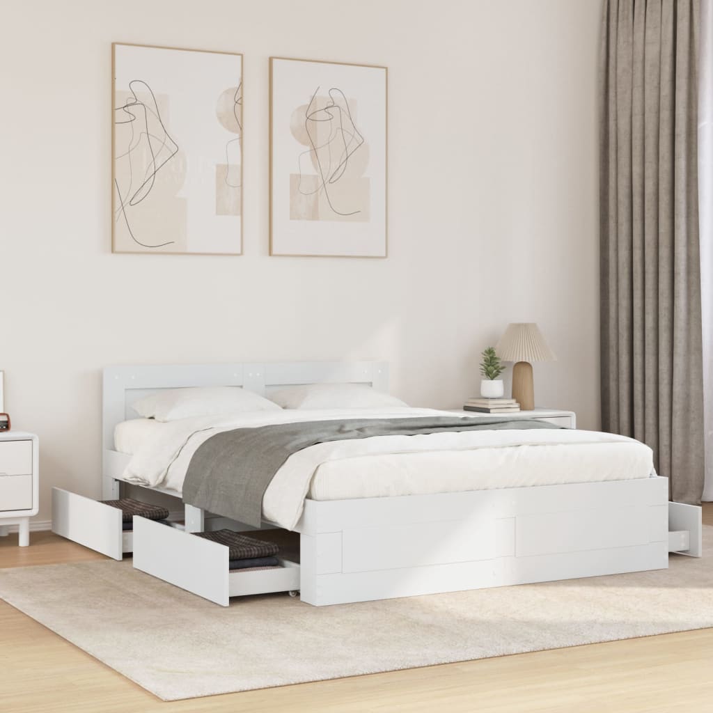 Bed Frame with Headboard without Mattress White 120x190 cm Small Double