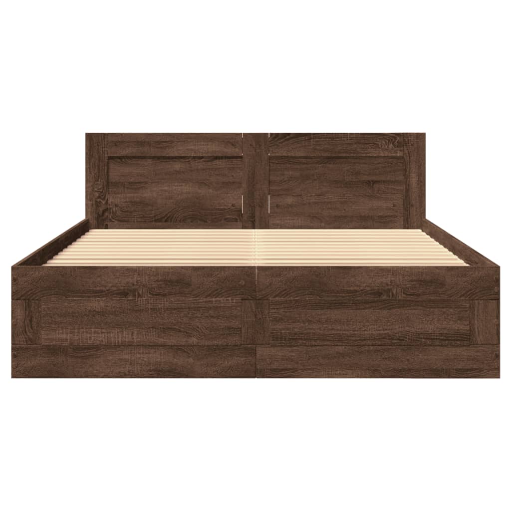 Bed Frame with Headboard without Mattress Brown Oak 120x190 cm Small Double