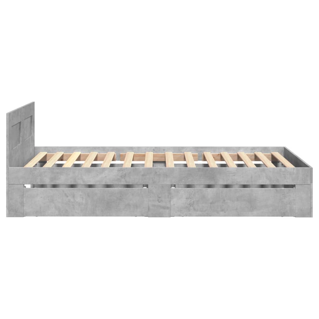 Bed Frame with Headboard without Mattress Concrete Grey 75x190 cm Small Single