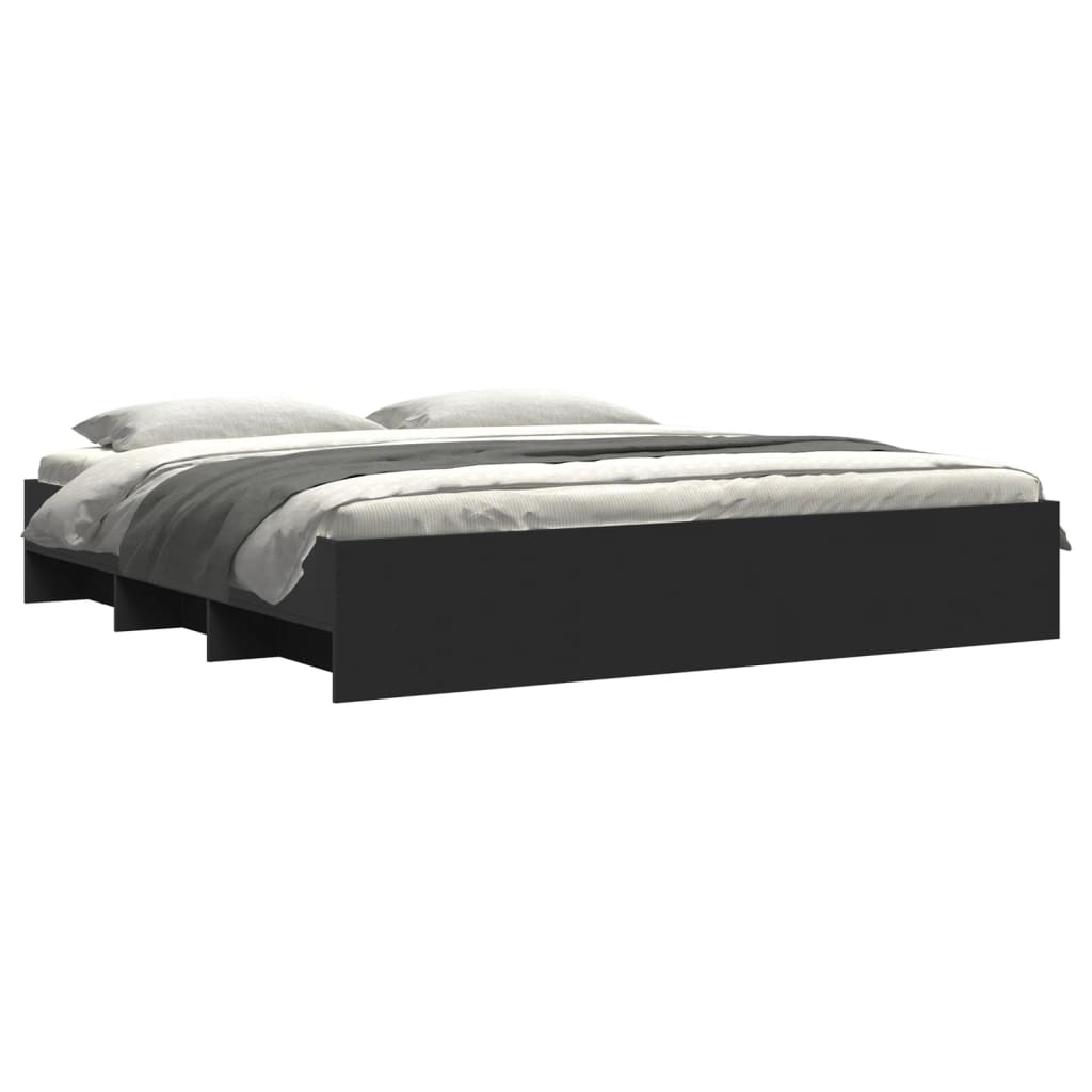 Bed Frame without Mattress Black 200x200 cm Engineered Wood