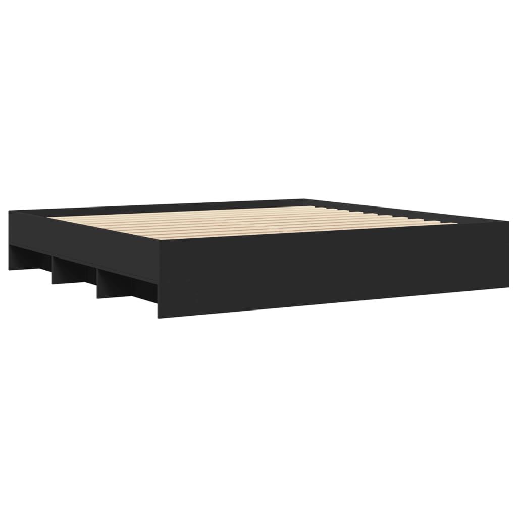 Bed Frame without Mattress Black 200x200 cm Engineered Wood