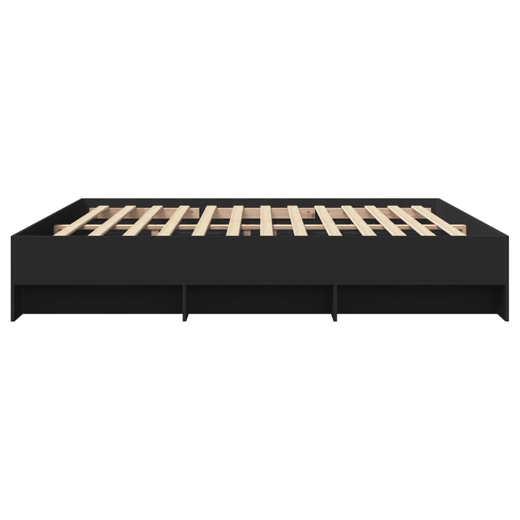 Bed Frame without Mattress Black 200x200 cm Engineered Wood