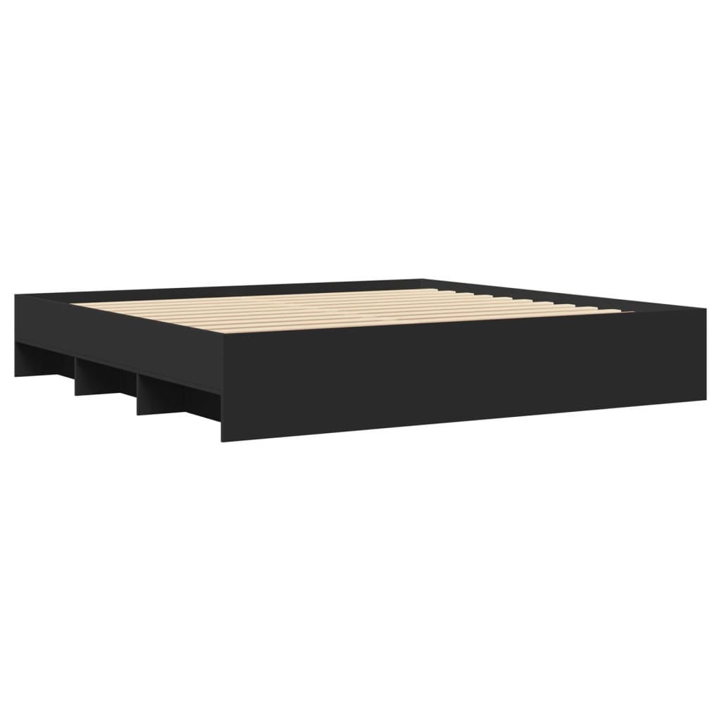Bed Frame without Mattress Black 200x200 cm Engineered Wood