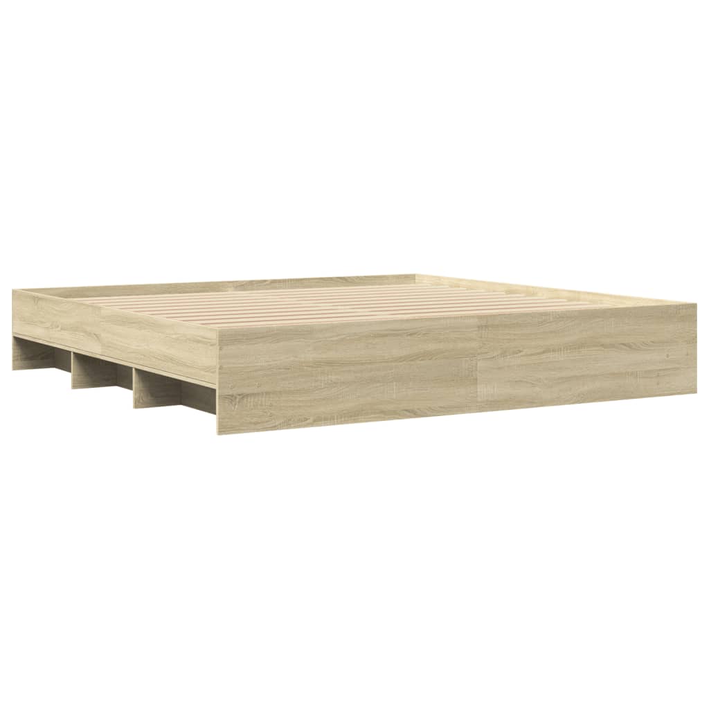 Bed Frame without Mattress Sonoma Oak 200x200 cm Engineered Wood