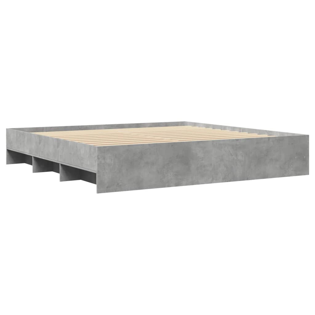 Bed Frame without Mattress Concrete Grey 200x200cm Engineered Wood