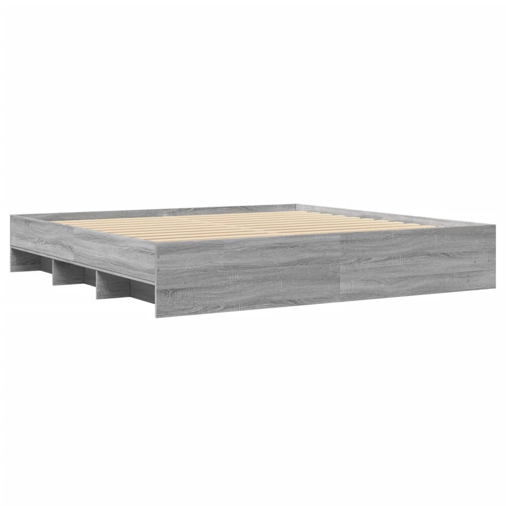 Bed Frame without Mattress Grey Sonoma 200x200 cm Engineered Wood