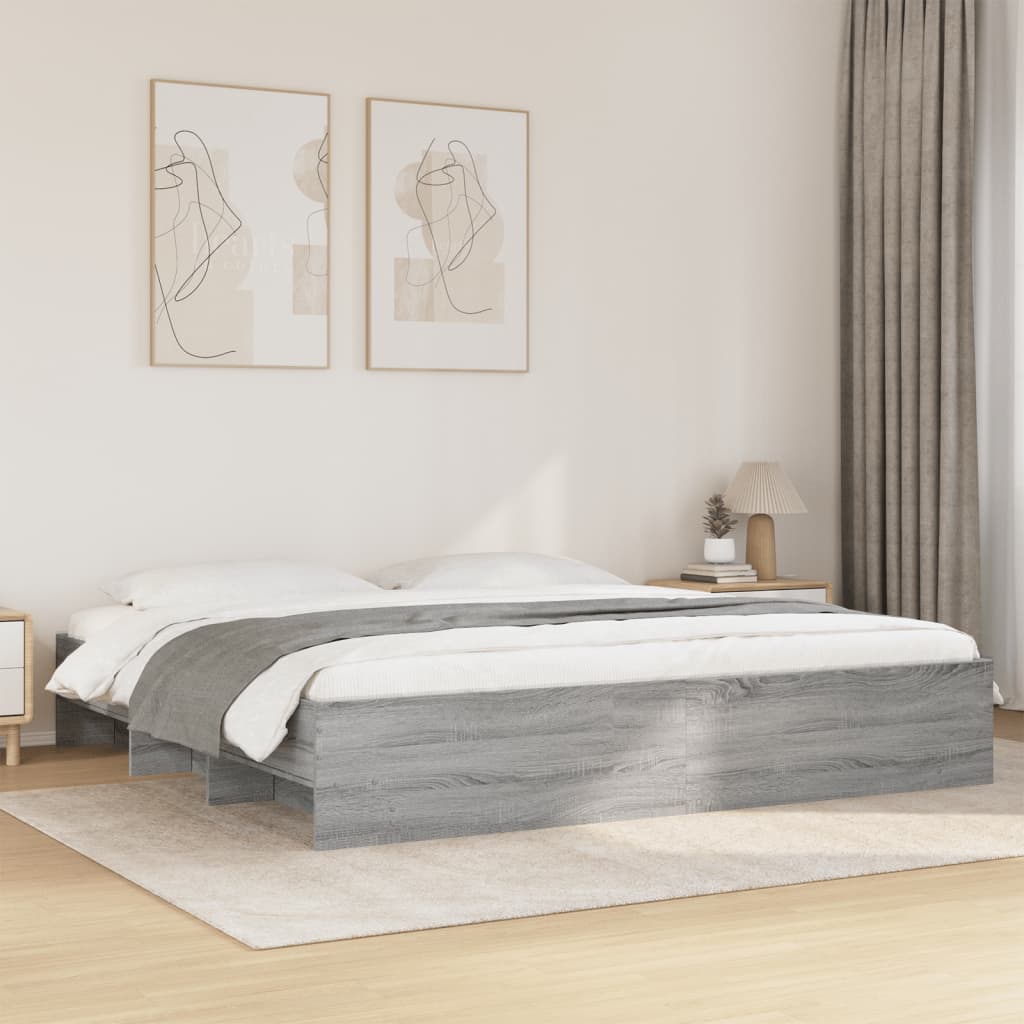 Bed Frame without Mattress Grey Sonoma 200x200 cm Engineered Wood