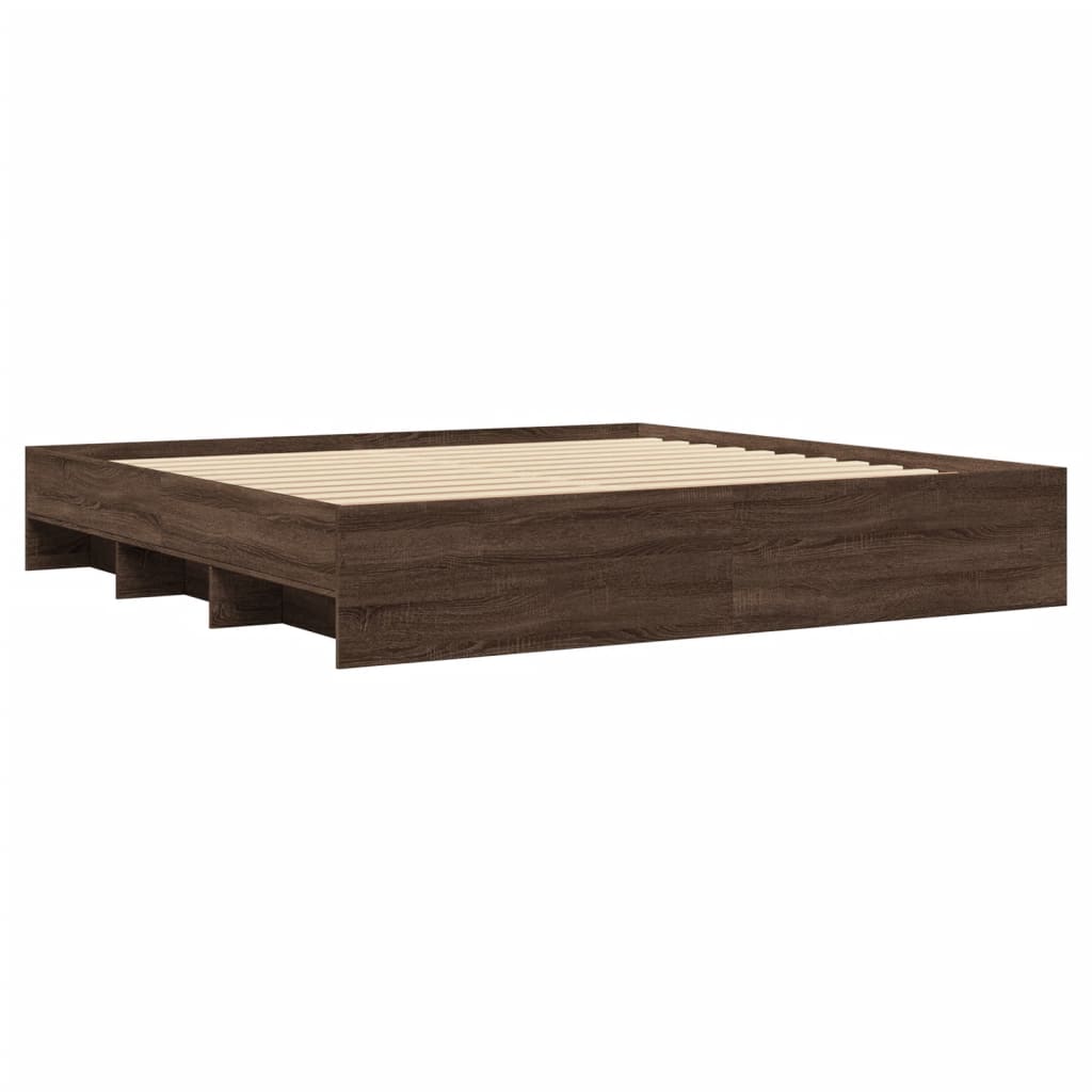 Bed Frame without Mattress Brown Oak 200x200 cm Engineered Wood