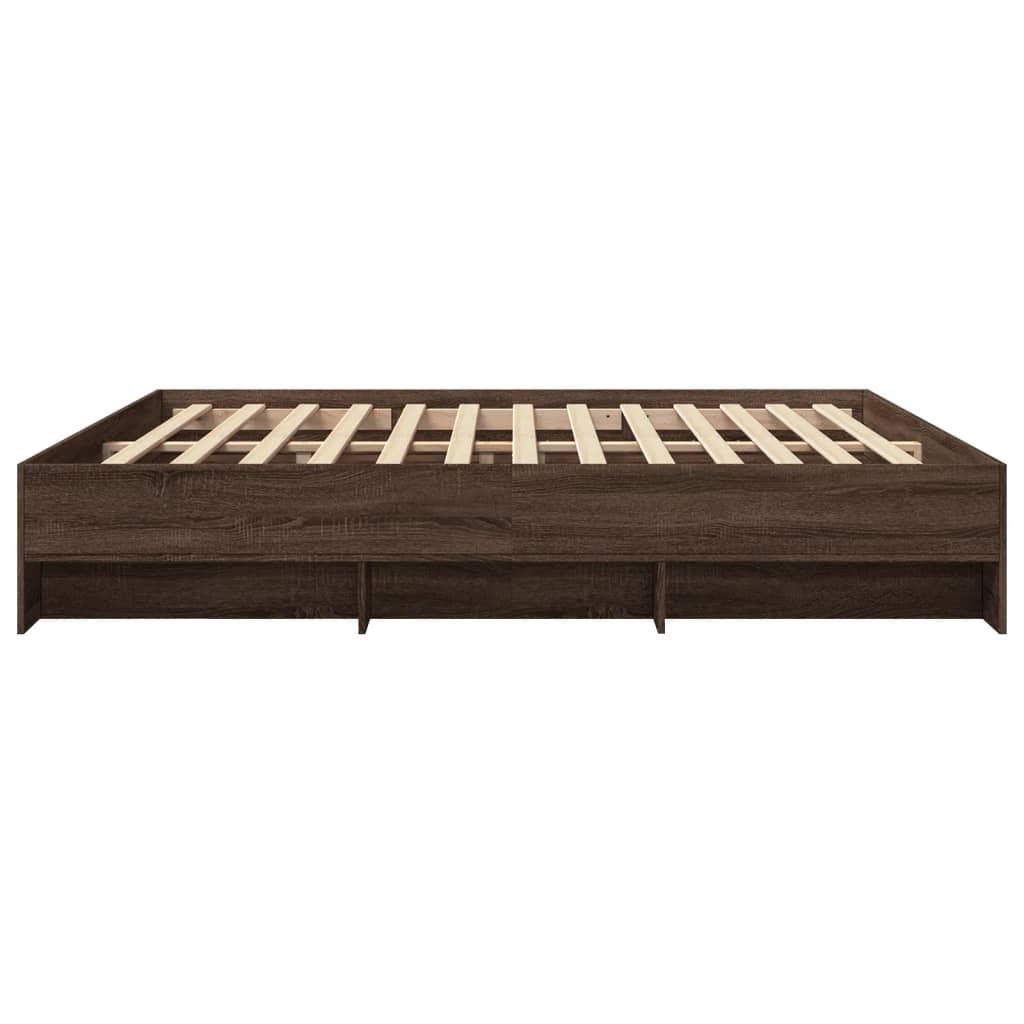 Bed Frame without Mattress Brown Oak 200x200 cm Engineered Wood