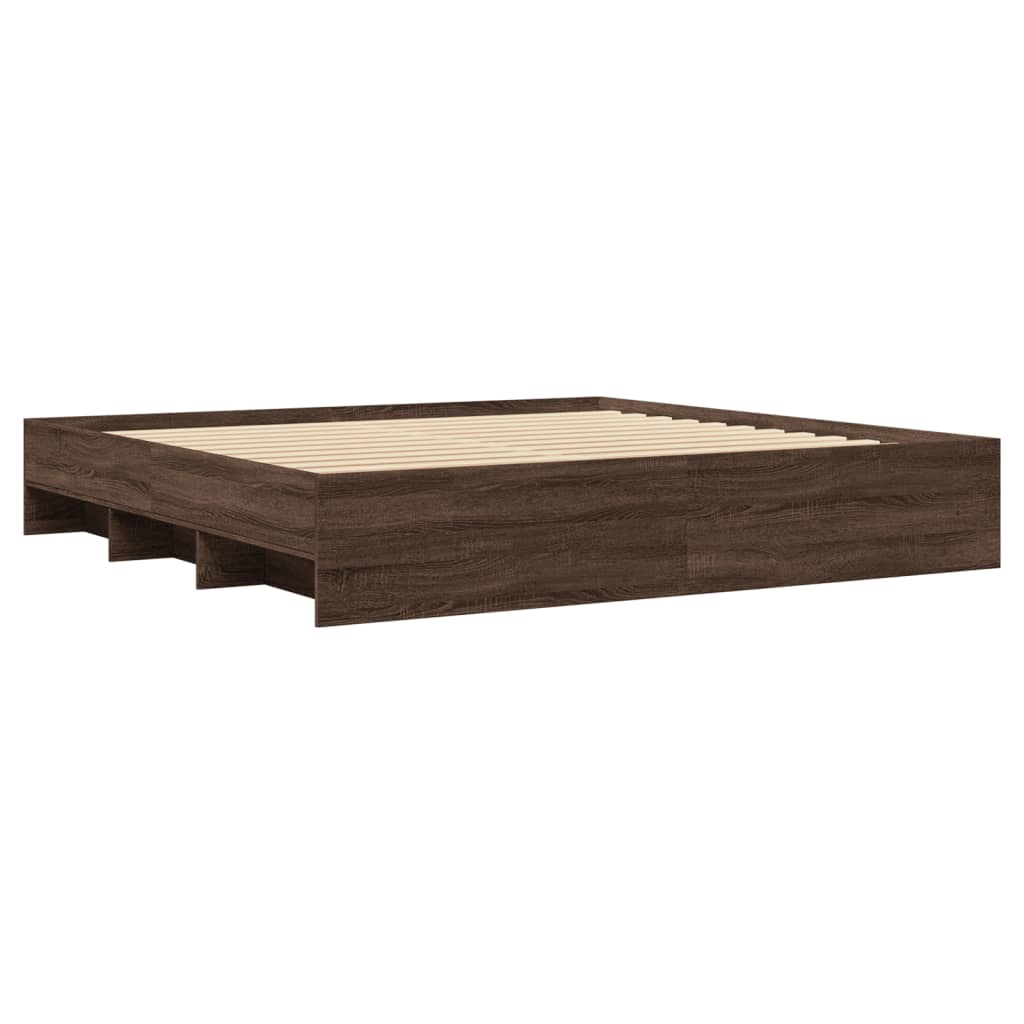 Bed Frame without Mattress Brown Oak 200x200 cm Engineered Wood