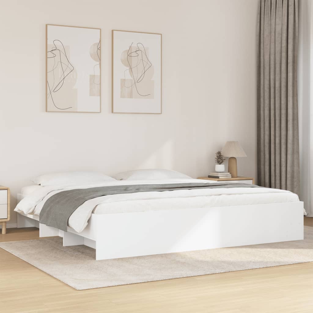 Bed Frame without Mattress White 180x200 cm Super King Engineered Wood