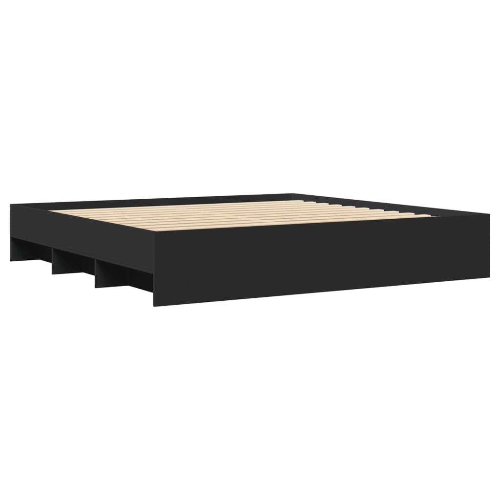Bed Frame without Mattress Black 180x200 cm Super King Engineered Wood