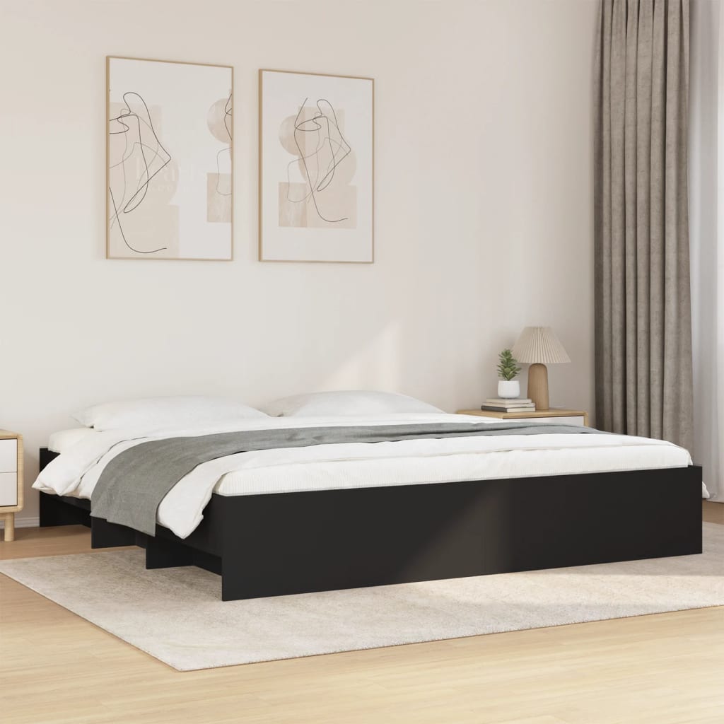 Bed Frame without Mattress Black 180x200 cm Super King Engineered Wood