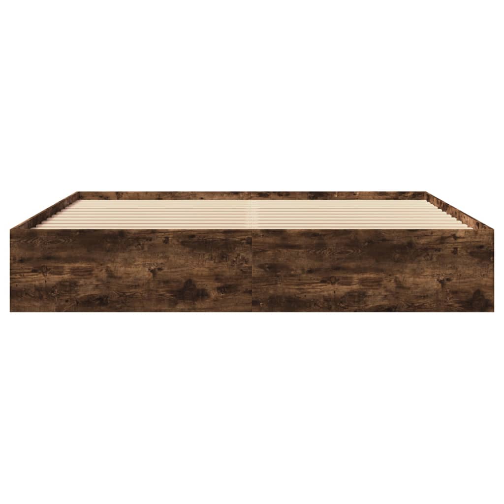 Bed Frame without Mattress Smoked Oak 180x200 cm Super King Engineered Wood