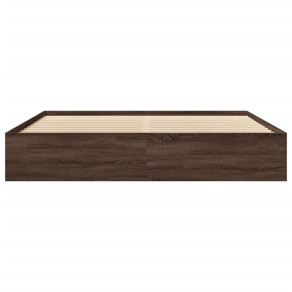 Bed Frame without Mattress Brown Oak 180x200 cm Super King Engineered Wood