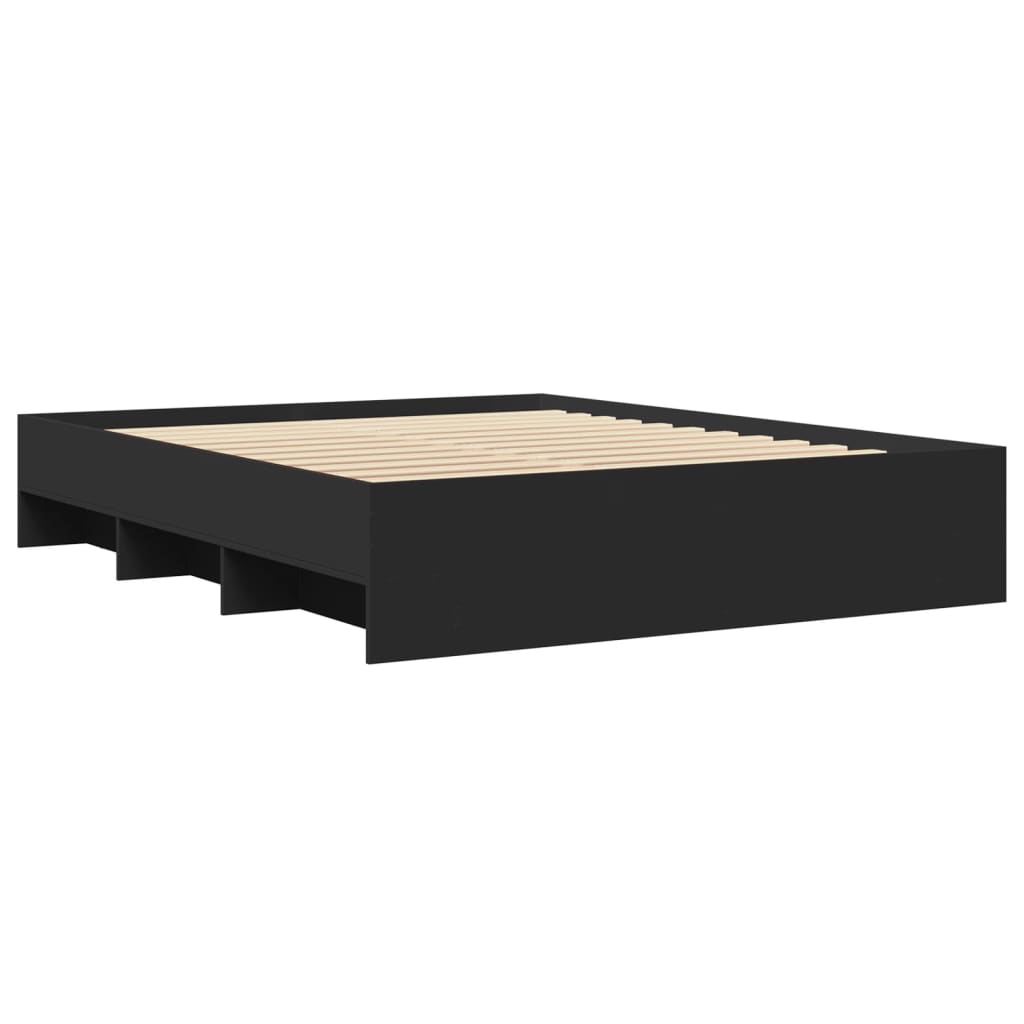 Bed Frame without Mattress Black 160x200 cm Engineered Wood