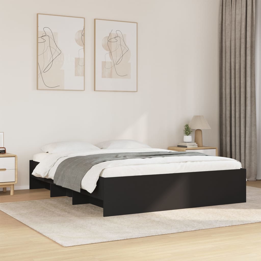Bed Frame without Mattress Black 160x200 cm Engineered Wood