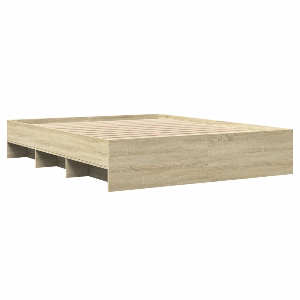 Bed Frame without Mattress Sonoma Oak 160x200 cm Engineered Wood