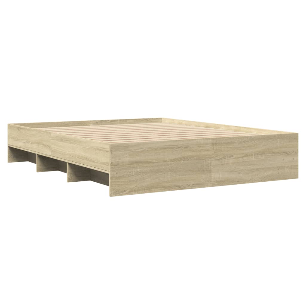 Bed Frame without Mattress Sonoma Oak 160x200 cm Engineered Wood