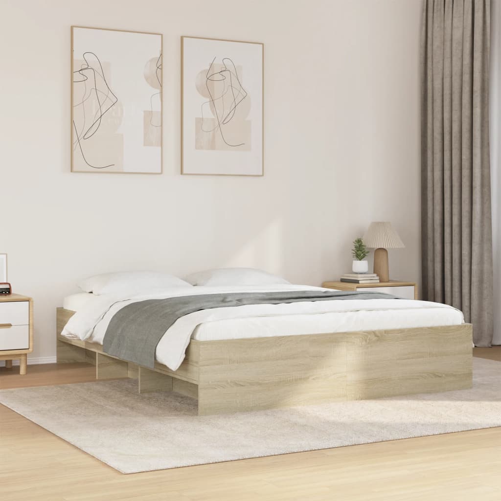 Bed Frame without Mattress Sonoma Oak 160x200 cm Engineered Wood