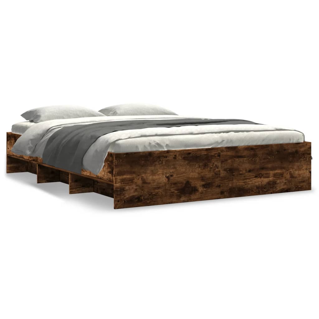 Bed Frame without Mattress Smoked Oak 160x200 cm Engineered Wood