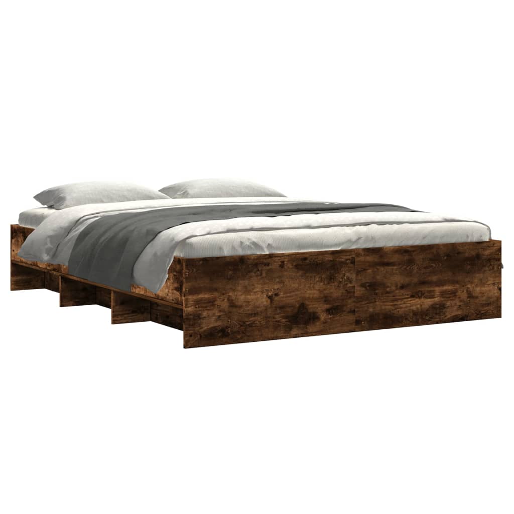Bed Frame without Mattress Smoked Oak 160x200 cm Engineered Wood