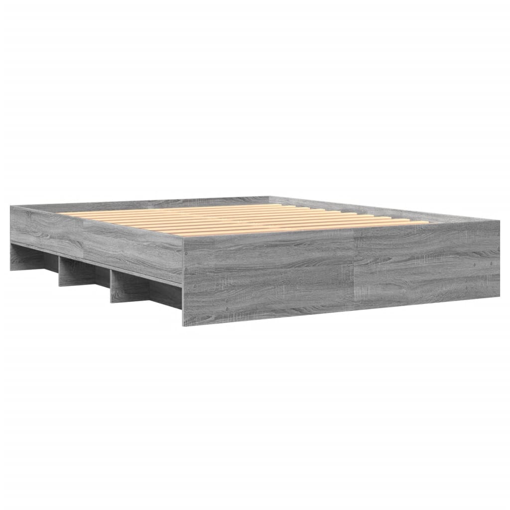 Bed Frame without Mattress Grey Sonoma 160x200 cm Engineered Wood