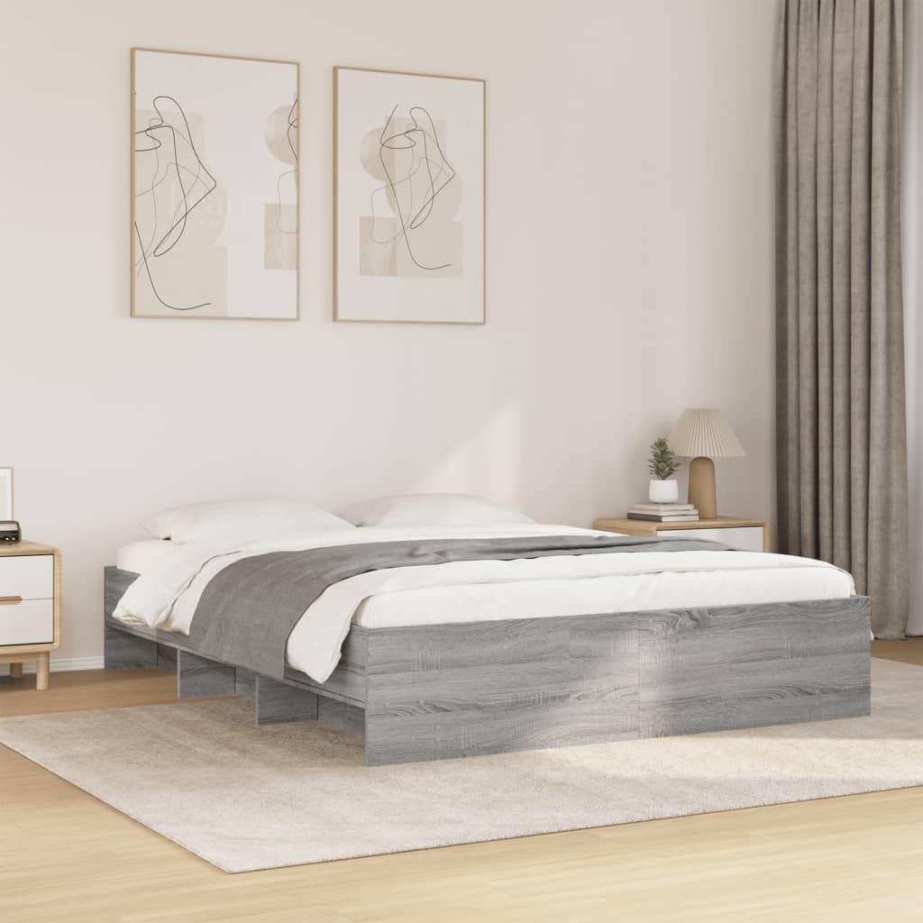 Bed Frame without Mattress Grey Sonoma 160x200 cm Engineered Wood