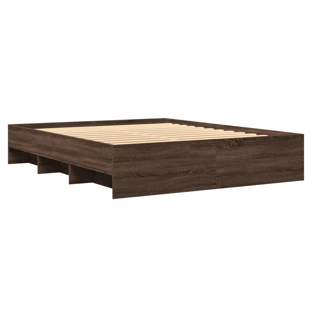 Bed Frame without Mattress Brown Oak 160x200 cm Engineered Wood