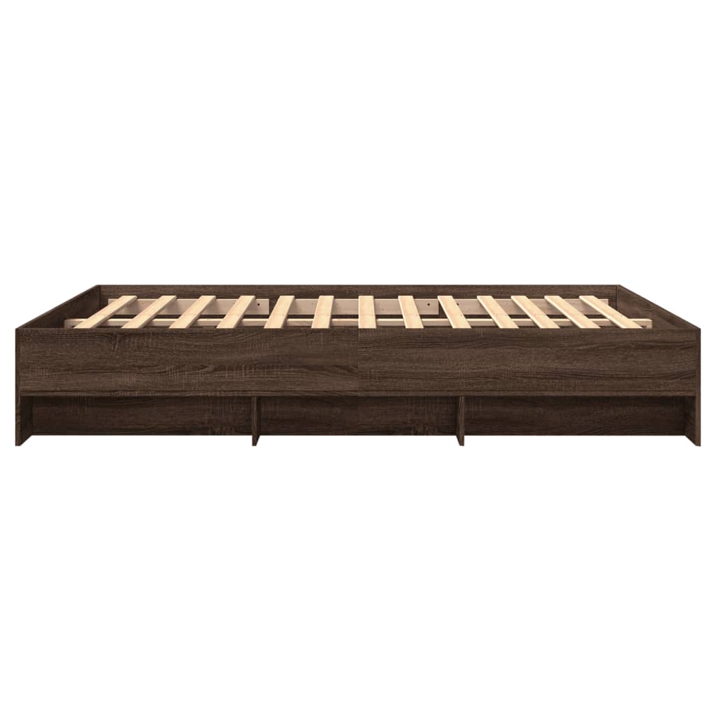 Bed Frame without Mattress Brown Oak 160x200 cm Engineered Wood