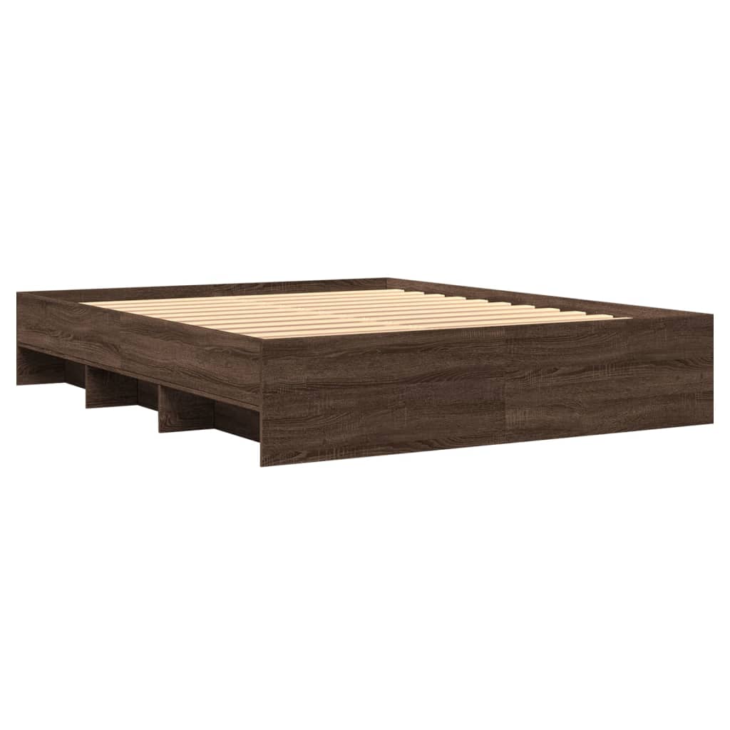 Bed Frame without Mattress Brown Oak 160x200 cm Engineered Wood